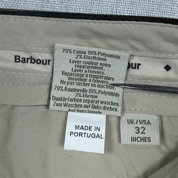 Barbour Relaxed Fit Corduroy Pants Olive Green Cotton Blend Size 32 NWT - Picture 11 of 14